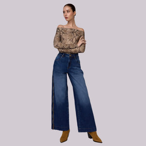 Wide Leg Jeans High Rise Cierres
