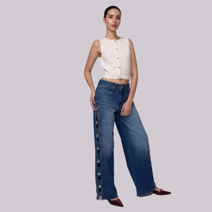 Wide Leg Jeans High Rise Bolones