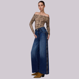 Wide Leg Jeans High Rise Cierres