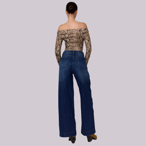 Wide Leg Jeans High Rise Cierres