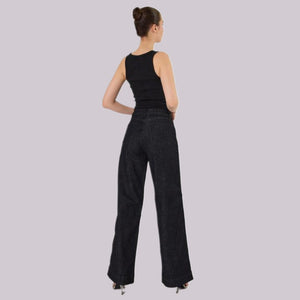 Wide Leg Jeans High Rise Flecos